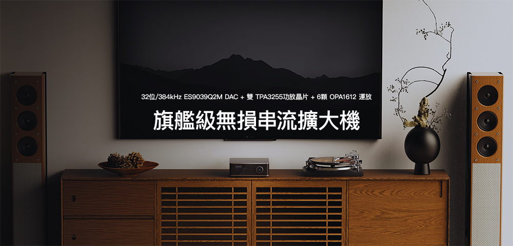 32位/384kHz ES9039Q2MDAC+雙TPA3255功放晶片+6顆OPA1612 運放旗艦級無損串流擴大機